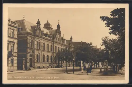 AK Naumburg a. S., Lindenstrasse und Post