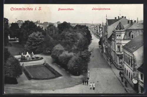 AK Crimmitschau, Bismarckhain, Leipziger-Strasse