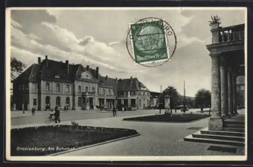 AK Oranienburg, Strassenpartie am Bahnhof