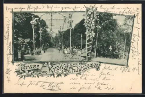 AK Berlin-Tiergarten, Ansicht des Gartens von Kroll`s Etablissement
