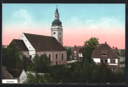 AK Genthin, Ortspartie mit Kirche