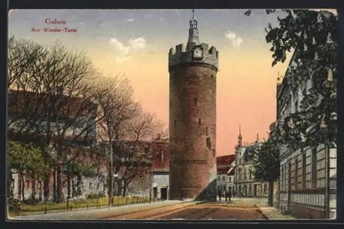 AK Guben, Am Werder-Turm in der Königstrasse
