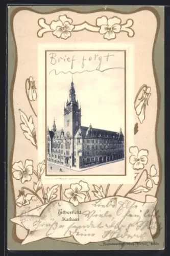 AK Elberfeld, Blick auf Rathaus im Rahmen