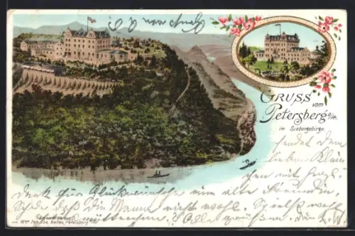 Lithographie Petersberg, Hotel auf dem Petersberg