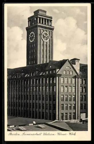 AK Berlin-Siemensstadt, Uhrturm Werner-Werk