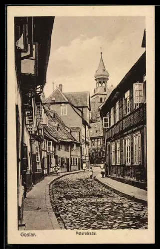 AK Goslar, Peterstrasse mit Wohnhäusern