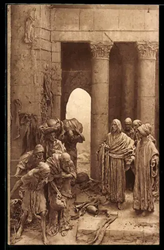 Künstler-AK Domenico Mastroianni: La Vita di Gesù, I mercanti cacciati dal tempio