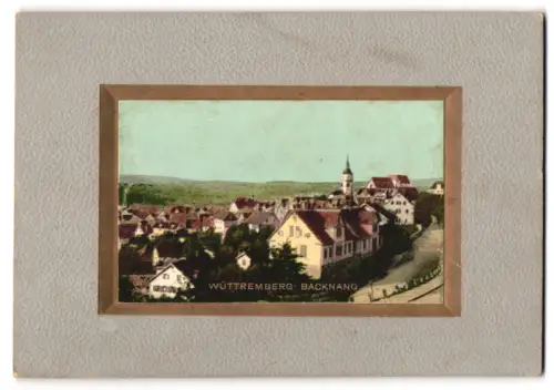 Photochromie unbekannter Fotograf, Ansicht Backnang /Württemberg, Malerische Ortsansicht mit Kirche