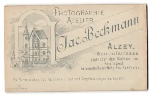 Fotografie Jac. Beckmann, Alzey, Weinrufstrasse, Ansicht Alzey, Ansicht des Ateliers mit Turm
