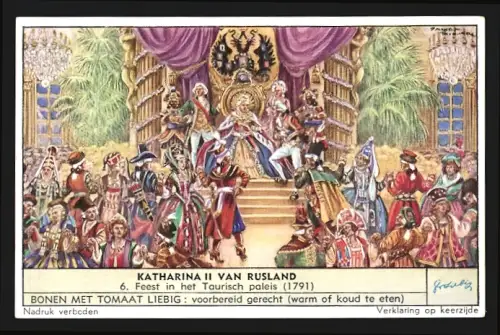 Sammelbild Liebig, Katharina II. van Rusland, Feest in het Taurisch paleis 1791