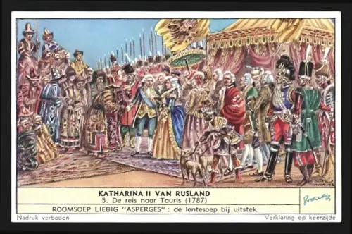 Sammelbild Liebig, Katharina II. van Rusland, De reis naar Tauris 1787