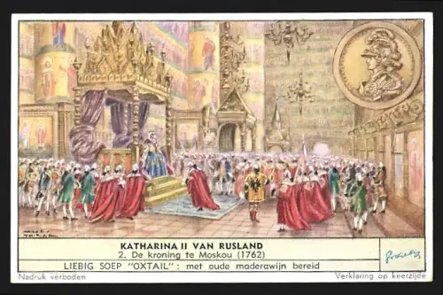 Sammelbild Liebig, Katharina II. van Rusland, De kroening te Moskou 1762