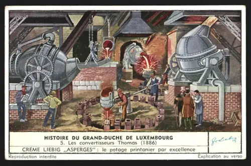 Sammelbild Liebig, Histoire du Grand-Duche de Luxembourg, Le convertisseurs Thomas 1886