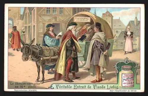Sammelbild Liebig, Le libraire-voyageur au 16e siecle