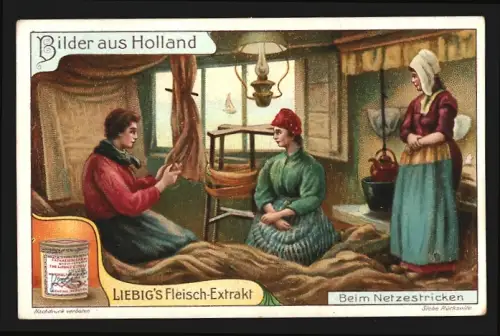 Sammelbild Liebig, Bilder aus Holland, Beim Netzestricken
