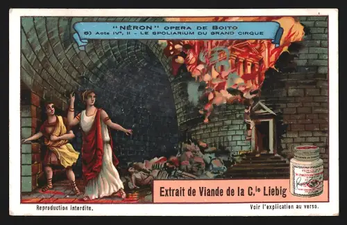 Sammelbild Liebig, Néron, Opera de Boito, Le Spoliarium du Grand Cirque