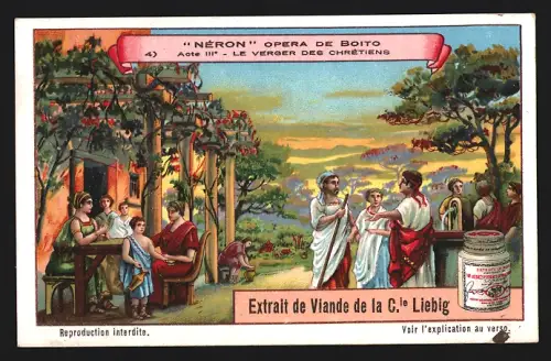 Sammelbild Liebig, Néron, Opera de Boito, Le Verger des Chrétiens
