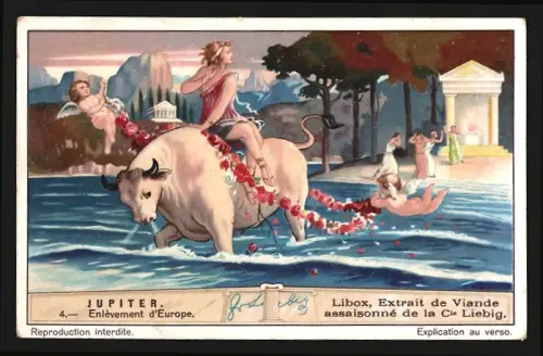 Sammelbild Liebig, Jupiter, Enlèvement d`Europe