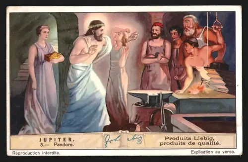 Sammelbild Liebig, Jupiter, Pandore