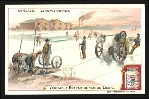 Sammelbild Liebig, La Glace, La charrue électrique