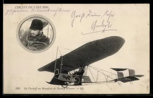 AK Flugzeug Monoplan de Pischoff-Werner, Pilot De Pischoff