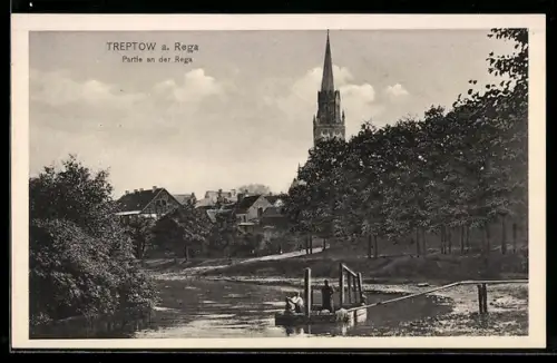 AK Treptow a. R., Flusspartie an der Rega