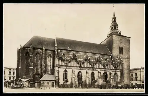 AK Stolp i. Pom., Gesamtansicht der Marienkirche