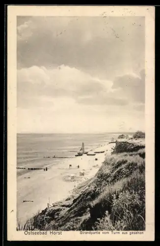 AK Horst, Strandpartie vom Turm aus gesehen