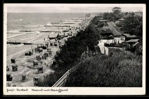 AK Horst, Strand mit Rauchhaus und Buhnen am Ufer