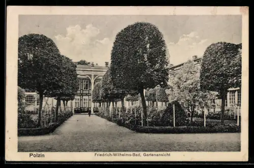 AK Polzin, Friedrich-Wilhelms-Bad, Gartenansicht