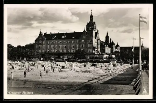 AK Kolberg, Blick vom Landungssteg auf das Strandschloss