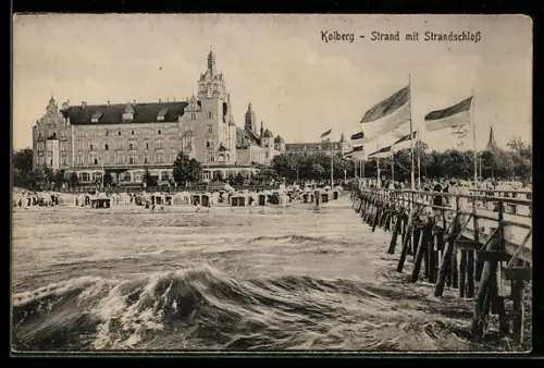 AK Kolberg, Strand mit Strandschloss