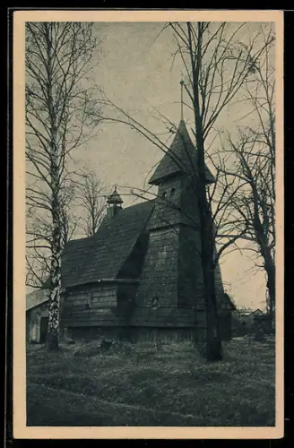 AK Leschczin /Rybnik, Blick auf die Holzkirche