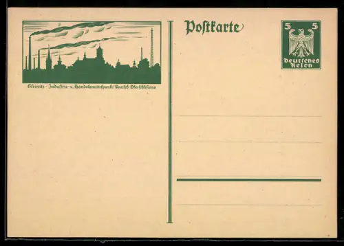 AK Gleiwitz, Silhouette der Stadt, Ganzsache