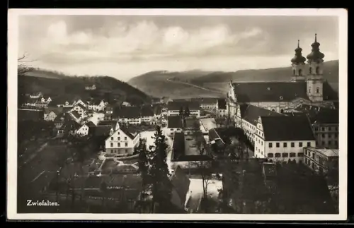 AK Zwiefalten, Ortsansicht mit Kloster und Kirche