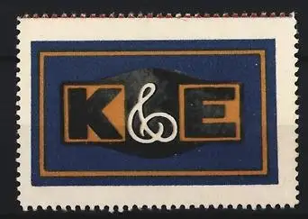 Reklamemarke Druckerei König & Ebhardt, Logo in Blau und Orange