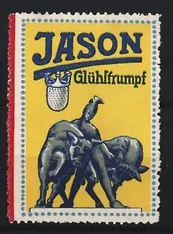 Reklamemarke Jason Glühstrumpf, Kämpfer mit Stier