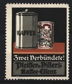 Reklamemarke Pfeiffer u. Diller`s Kaffee-Essenz, Kaffeedose