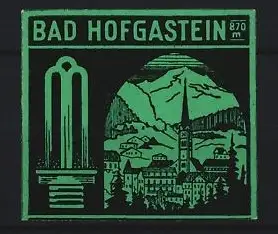Reklamemarke Bad Hofgastein, Berglandschaft und Kirche
