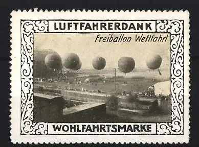 Reklamemarke Freiballon Wettfahrt, Luftfahrerdank