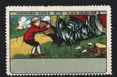 Reklamemarke Märchen-Serie, Klein Däumling 5, Junge mit Stiefel