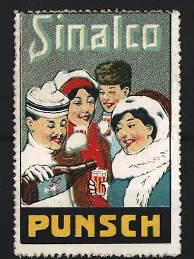 Reklamemarke Sinalco Punsch, Gesellige Runde mit Getränk