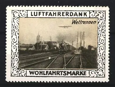 Reklamemarke Luftfahrerdank, Wettrennen mit Flugzeug und Eisenbahn