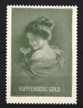 Reklamemarke Kupferberg Gold, Frau mit Sektglas