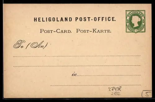 AK Helgoland, Heligoland Post-Office, Ganzsache