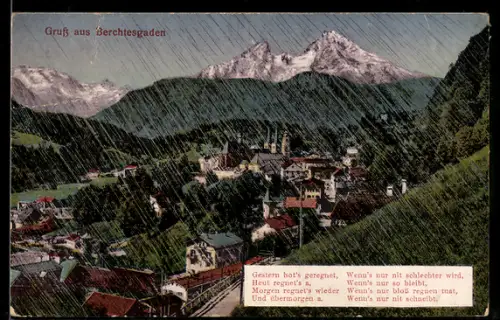 AK Berchtesgaden, Ortsansicht im Regen
