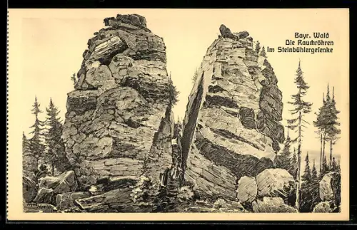 Künstler-AK sign. Hans Pernat: Hohenwarth, Rauchröhren im Steinbühlergesenke