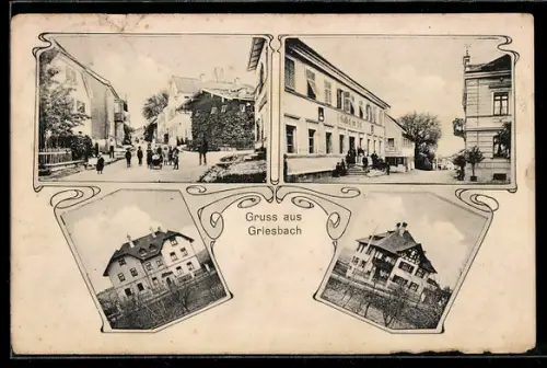 AK Griesbach / Baden, Strassenansicht, Gasthof zur Post, Wohnhäuser