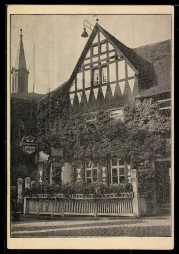 AK Geisenheim /Rüdesheim, Gasthof zur Linde v. W. Chr. Wollmann Wwe.