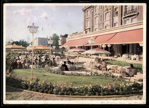 AK München, Regina-Palast-Hotel, Maximilianplatz, Ansicht vom Gartenrestaurant
